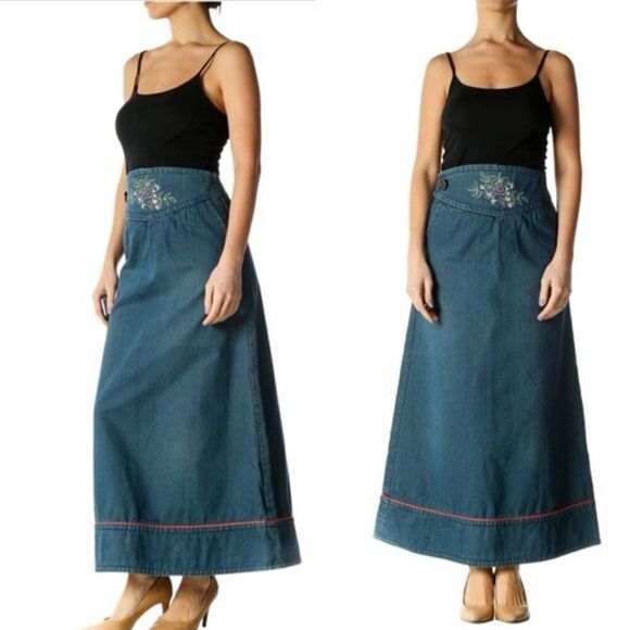 NWT Marc Jacobs Embroidered Jean Maxi Skirt - Picture 1 of 12